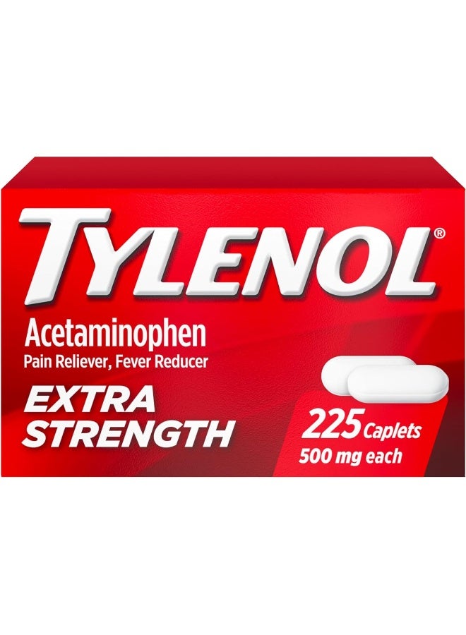 Tylenol Extra Strength Pain Reliever And Fever Reducer Caplets, 500 Mg Acetaminophen Pain Relief Pills For Headache, Backache, Toothache And Minor Arthritis Pain Relief; 225 Caplets - Image 1